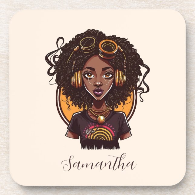 Artist Afro Woman Coaster (Front)