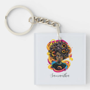 Artist Afro Woman Keychain