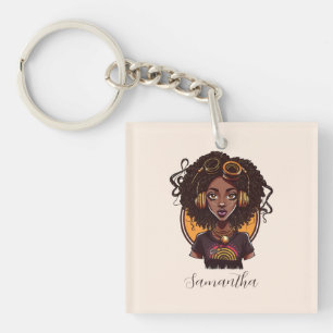 Artist Afro Woman Keychain