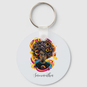 Artist Afro Woman Keychain