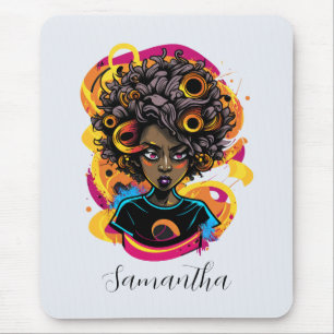 Artist Afro Woman Mouse Pad