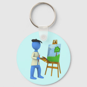 Artist and Easel Keychain
