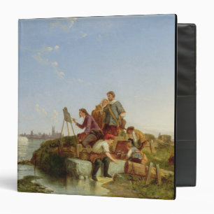 Artist at his Easel and Shipping beyond, 1894 (oil Binder