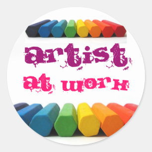 Artist at work classic round sticker