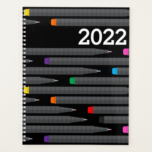 Artist Black Pens Pattern Year Planner (Front)