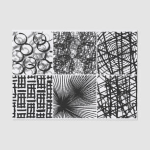 Artist Black White Abstract Circle Line Texture Tissue Paper