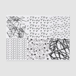 Artist Black White Doodle Scribble Pattern Texture Tissue Paper