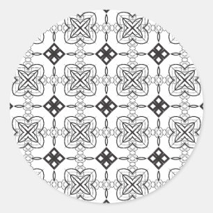 Artist Black White Geometric Floral Diamond Group Classic Round Sticker