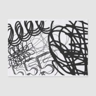 Artist Black White Large Loop Pattern Texture Tissue Paper