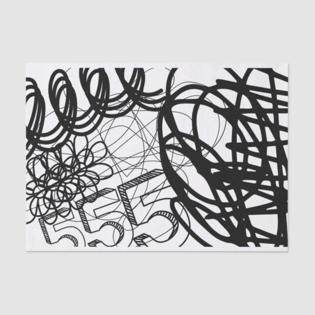 Artist Black White Large Loop Pattern Texture Tissue Paper (Front)
