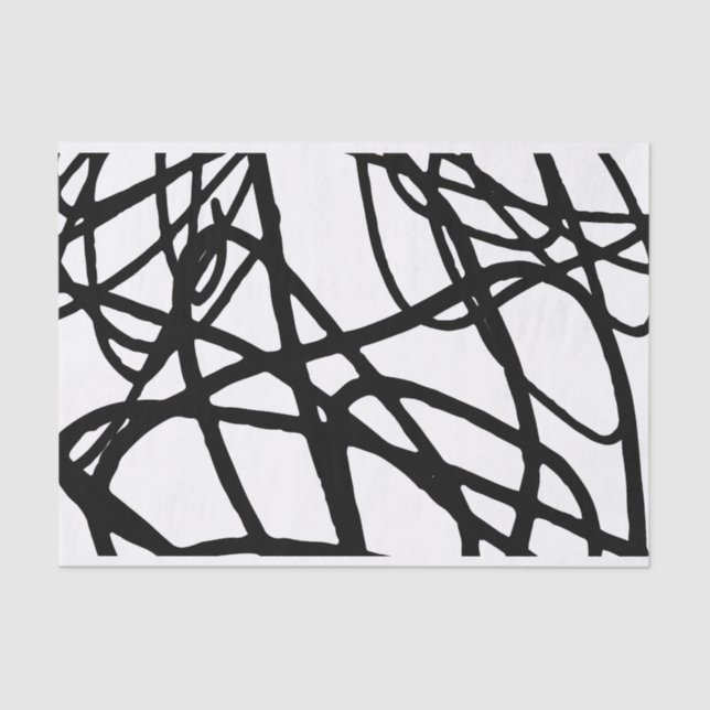 Artist Black White Large Scribble Pattern Texture Tissue Paper (Front)