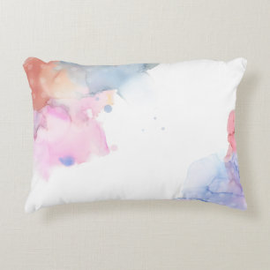 Artist Blue and Pink Watercolor Accent Pillow