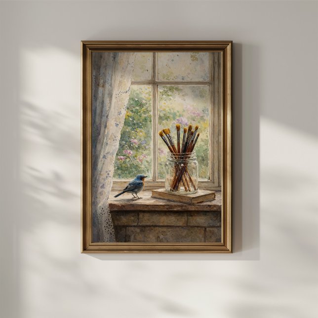 Artist Brushes Window Scene Poster (Creator Uploaded)