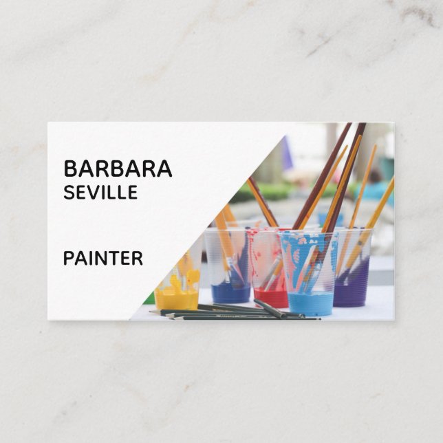 Artist Business Card with Paint Brushes (Front)