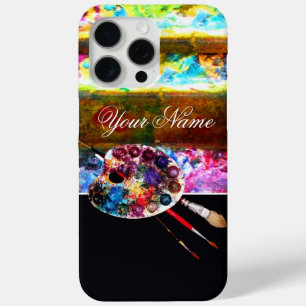 ARTIST COLOR PALETTE AND BRUSHES  ,Black iPhone 15 Pro Max Case