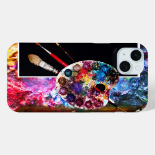 ARTIST COLOR PALETTE AND BRUSHES ,Black iPhone 15 Mini Case