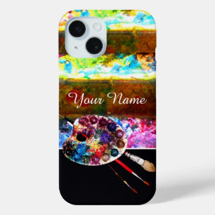 ARTIST COLOR PALETTE AND BRUSHES ,Black iPhone 15 Case