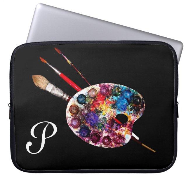 ARTIST COLOUR PALETTE MONOGRAM Black Laptop Sleeve (Front)