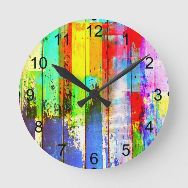 Artist Colourful Splatter Paint Round Clock (Front)