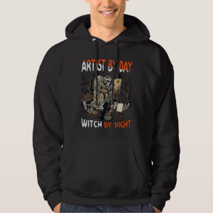 Artist Day Witch Night Halloween Skeleton Painter  Hoodie