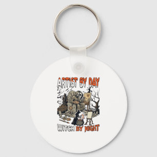 Artist Day Witch Night Halloween Skeleton Painter  Keychain