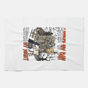 Artist Day Witch Night Halloween Skeleton Painter  Kitchen Towel