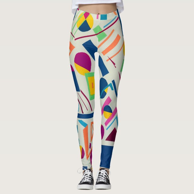 Artist-designed colorful full-length leggings (Front)
