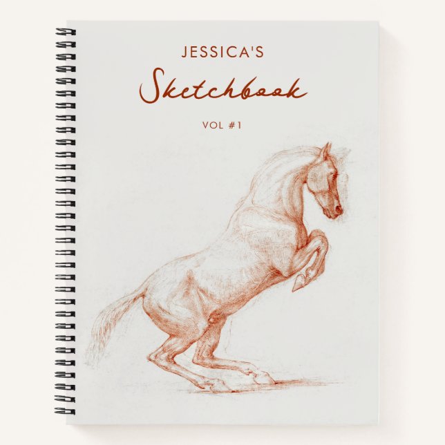 Artist Drawing Art Horse Sketchbook Custom Name  Notebook (Front)