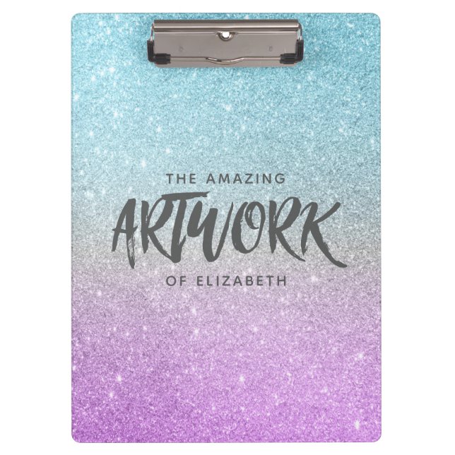 Artist Elegant Blue Purple Glitter Clipboard (Front)