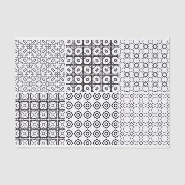 Artist Geometric Circle Grid Black White Texture Tissue Paper (Front)