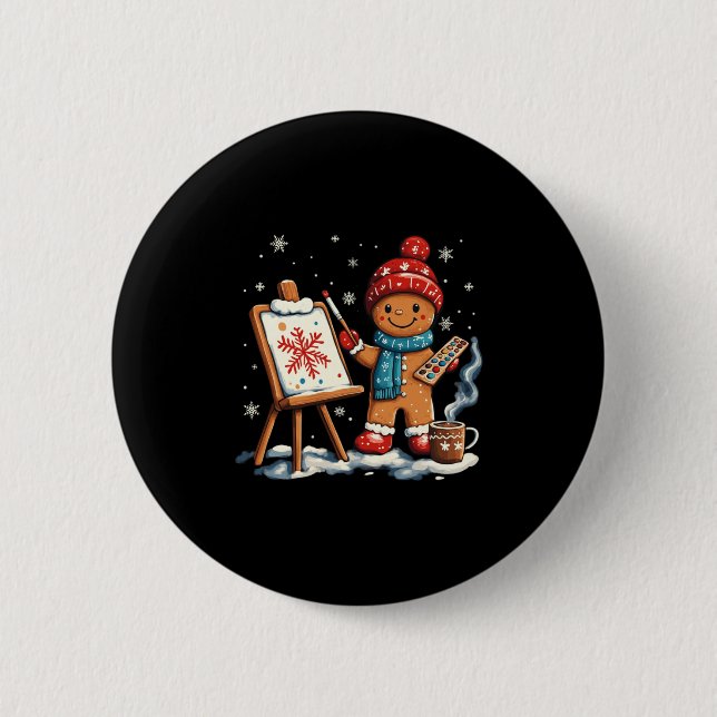 Artist Gingerbread Painter Art Teacher Student Chr 2 Inch Round Button (Front)