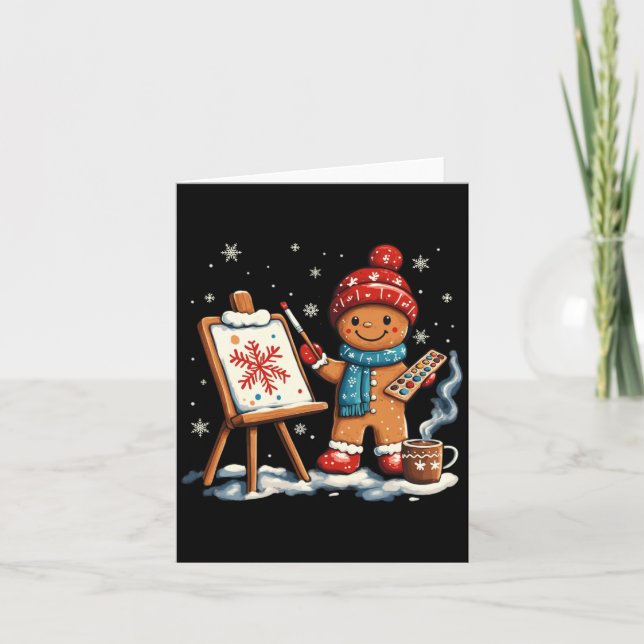 Artist Gingerbread Painter Art Teacher Student Chr Card (Front)