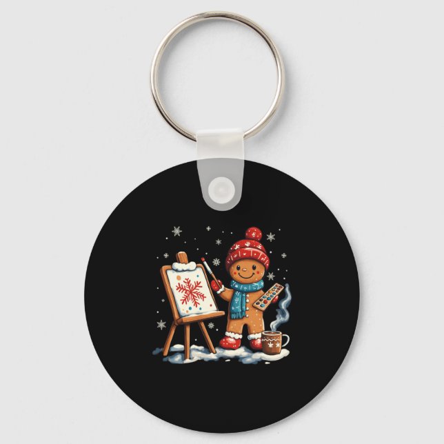 Artist Gingerbread Painter Art Teacher Student Chr Keychain (Front)