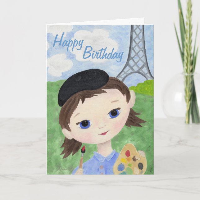 Artist Girl birthday card (Front)