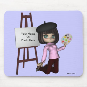 Artist Girl Easel Mousepad