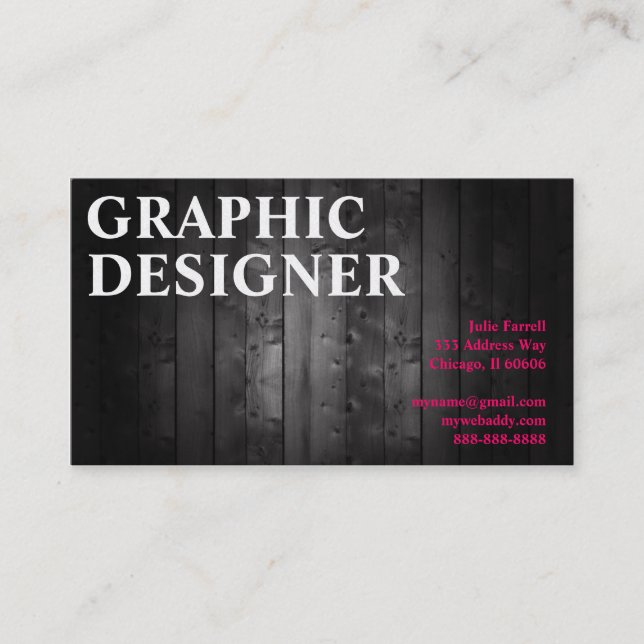 Artist Graphic Design Wood Plank Business Card (Front)