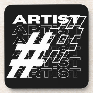 Artist Hashtag Typography Coaster