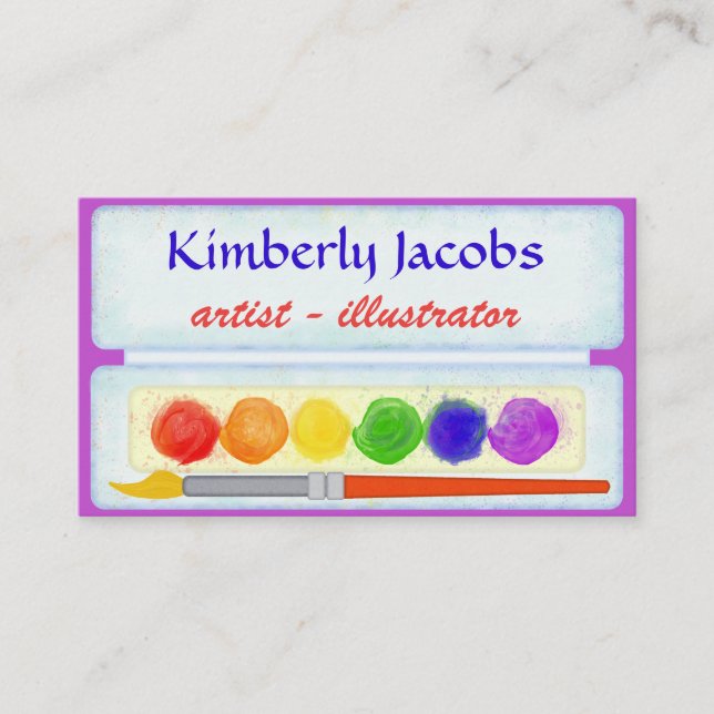 Artist Illustrator Paint Palette Colour Paintbrush Business Card (Front)