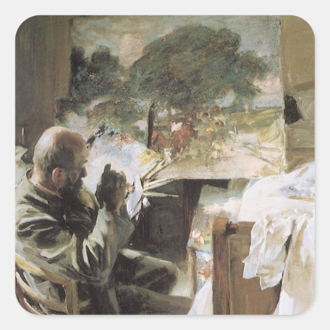 Artist in His Studio by John Singer Sargent Square Sticker (Front)