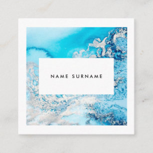 Artist Marble Aqua Watercolor Square Business Card