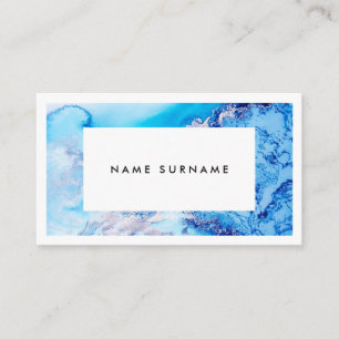 Artist Marble Blue Gold Watercolor Business Card