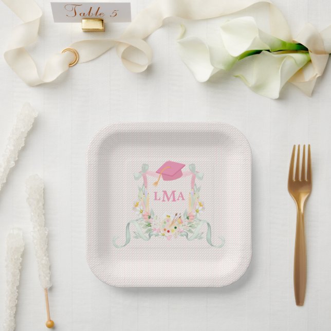 Artist Monogram Graduation Paper Plate (Wedding)