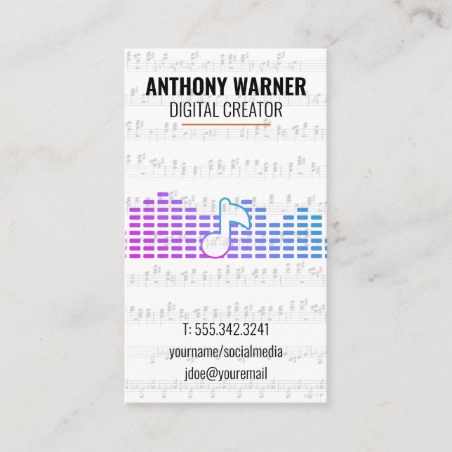 Artist | Musical Notes | Sound Engineer Business Card (Front)