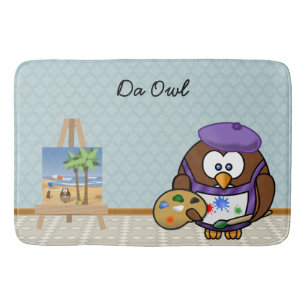 artist owl bath mat