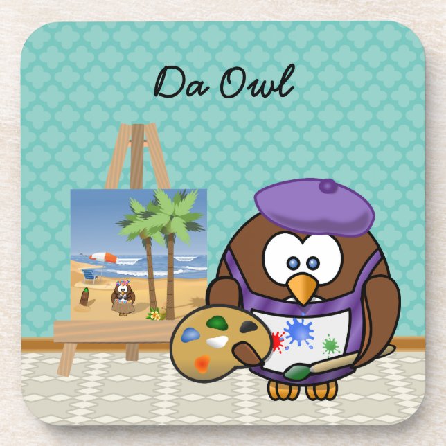 artist owl coaster (Front)