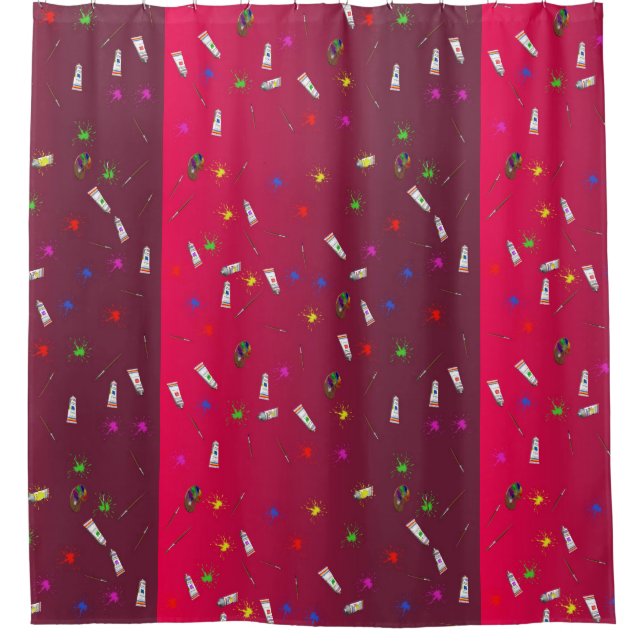 Artist Paint and Art Brush Stripe Pattern Bathroom (Front)