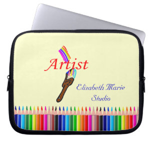 Artist Paint and Coloured Pencils Personalize It Laptop Sleeve