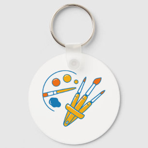 Artist Paint Palette and Brushes Keychain