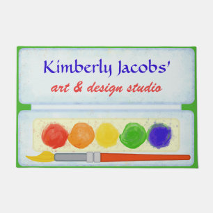Artist Paint Palette Paintbrush Custom Studio Doormat