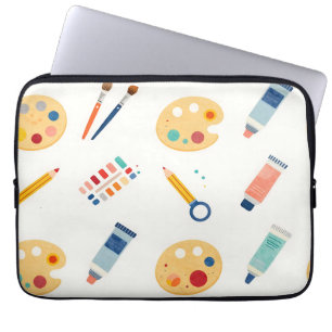 Artist Paint Tools Pattern Cute Watercolor Laptop Sleeve